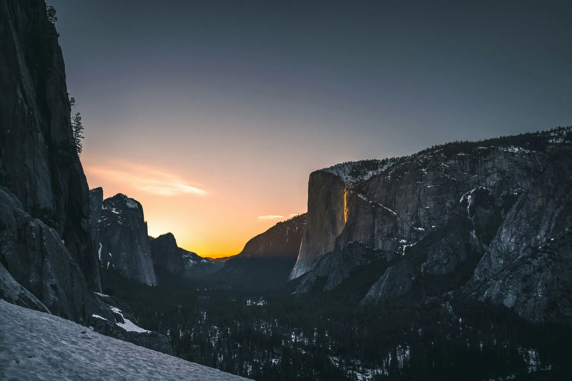 Mountain peaks in soft light